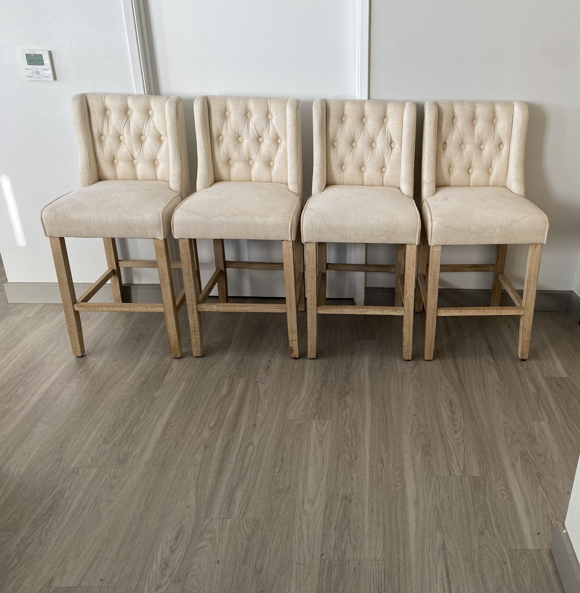 Bar Stools / Counter Stools (Set of 4) - Beige / Wood