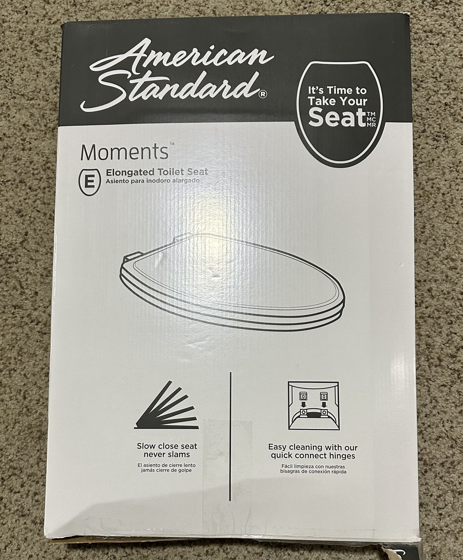 American Standard Moments Elongated Toilet Seat Slow-Close White NEW