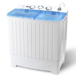 Portable Compact Mini Twin Tub Washing Machine Large Capacity Built-in Gravity Dryer Separate Washer (Dual, 17.6 lbs.