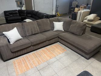 Gray Fabric L-Shaped Sectional Sofa