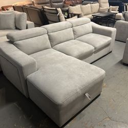 Beige Sectional With Storage