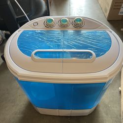 Portable Washing Machine Mini Twin Tub Washing Machine with Washer & Spinner, Gravity Drain Pump, 9.9lbs Capacity