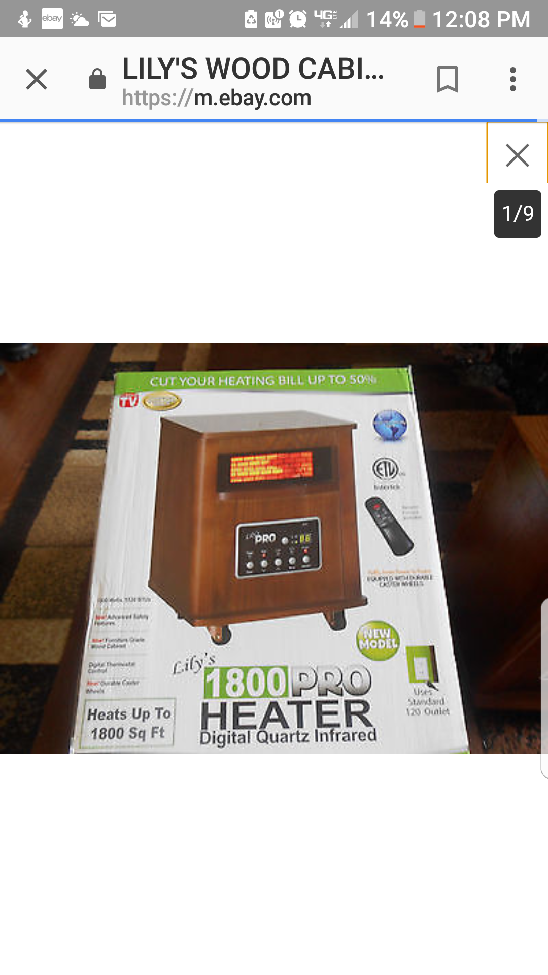 NEW LILY'S WOOD CABINET 1800 SQ FT, PRO DIGITAL INFRARED QUARTZ HEATER NEW IN BOX