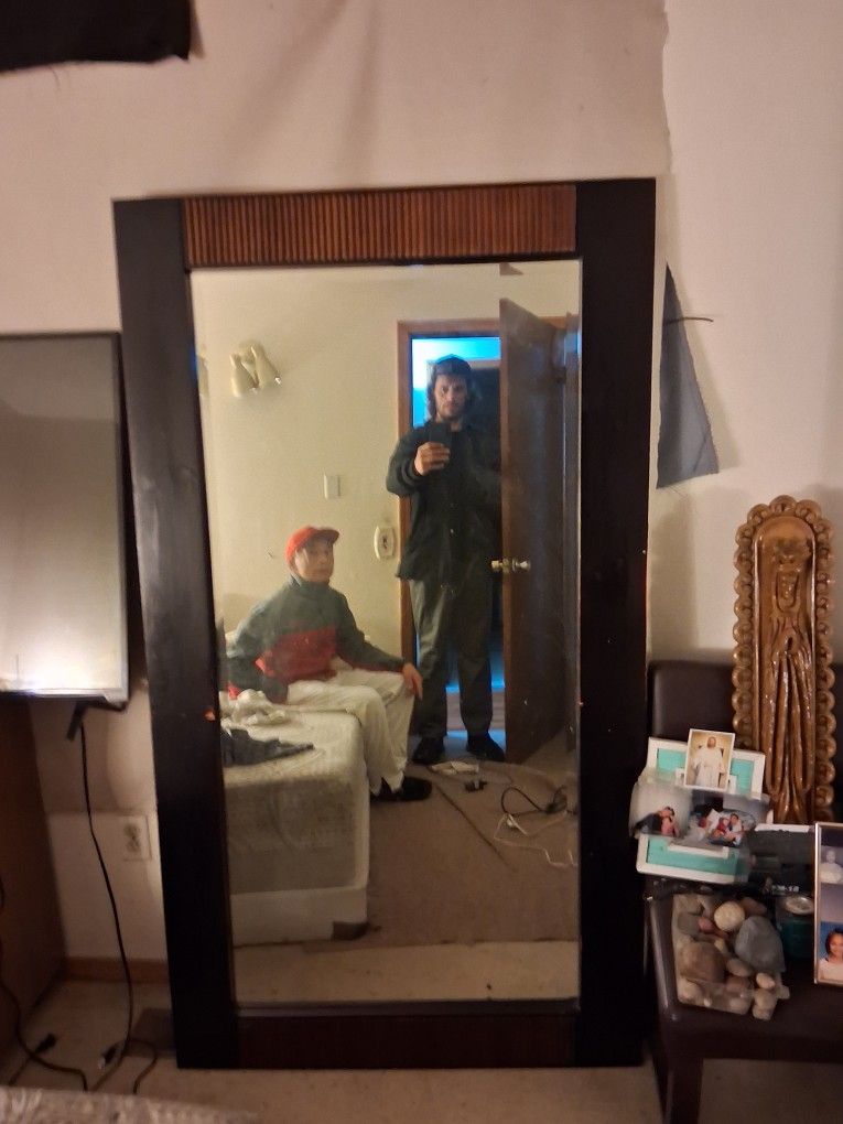 Full Size Mirror 5 Foot 9 Inches Tall Real Hard Wood 