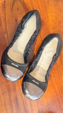 Prada Black Leather Ballet Flats 39.5