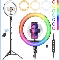 10.2” Rgb Ring Light with Stand 72'' Tall & Phone Holder