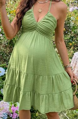 Green flowy dress
