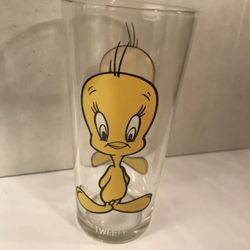 Tweety Looney Tunes Warner Bros 1973 Pepsi Glass White Letters