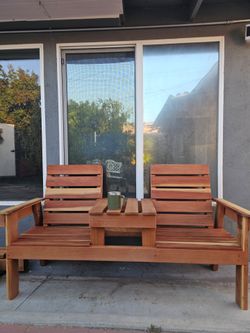 Outdoor Double Chair Bench with Table (made to order)