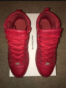 Almost brand new Balenciaga red sneakers in perfect condition. Worn once. Size 45. I still have the receipt