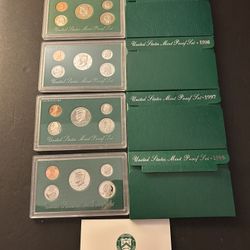 Coins – Uncirculated Proof Sets in Original Mint Packaging – 1995S and 1996 and 1997S and 1998S – Total 4 Set $41
