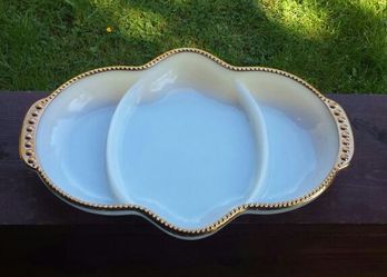 Vintage milk glass divided serving dish