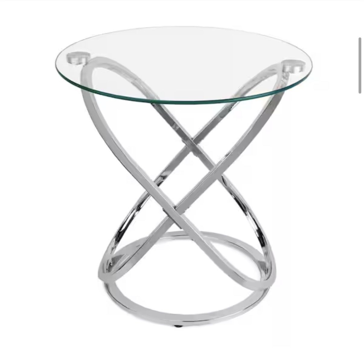 Galaxy Chrome and Tempered Glass Round End Table