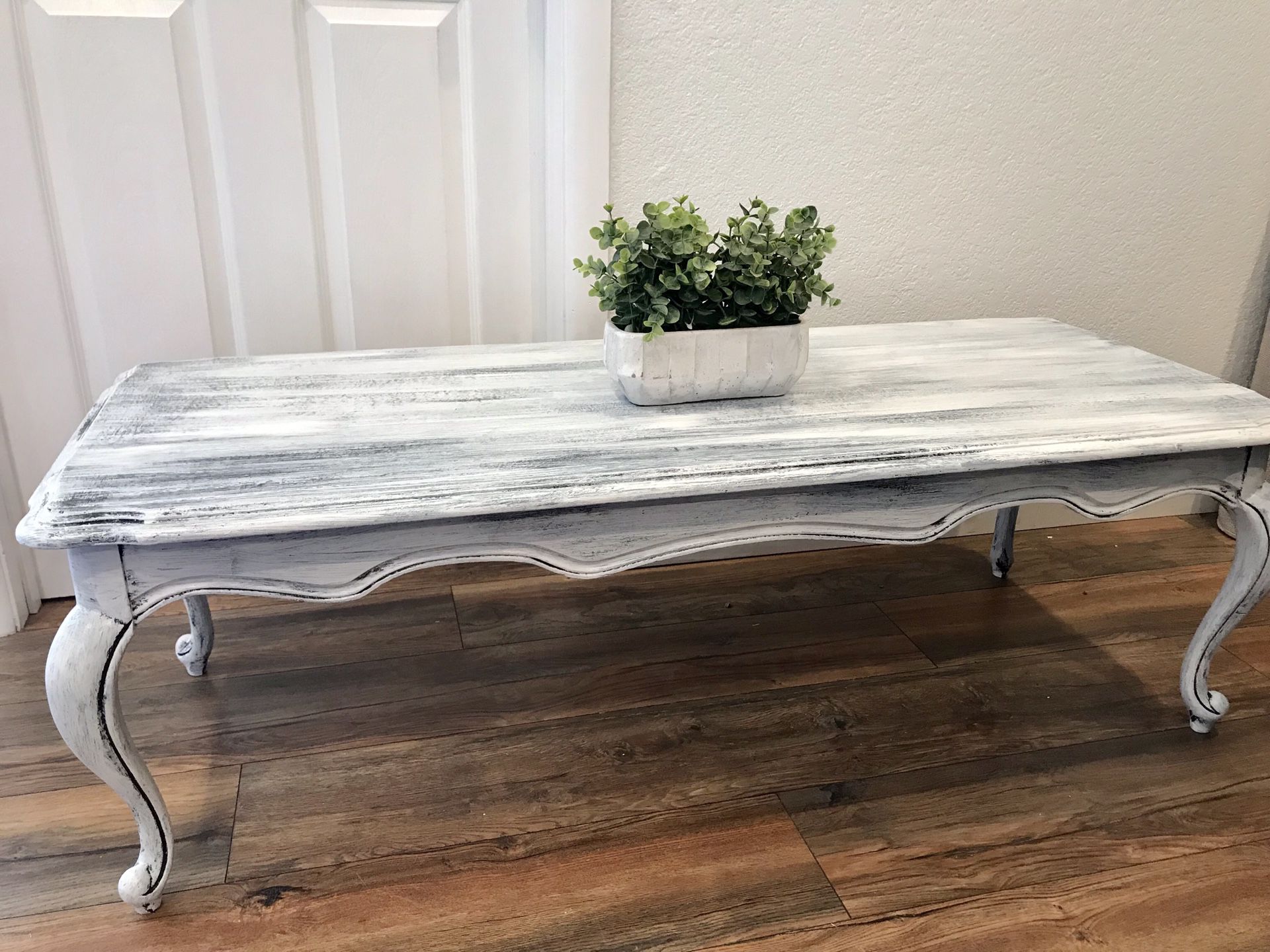 Refinished distressed look Basset brand coffee table