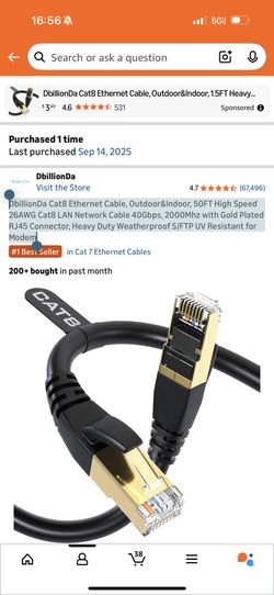 Cat8 Ethernet Cable 50FT (Opened, Like New)