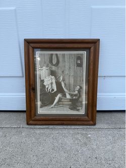 Vintage Rustic Sepia Bathing Woman Framed Art Print | R. Hendrickson Style | Farmhouse Decor