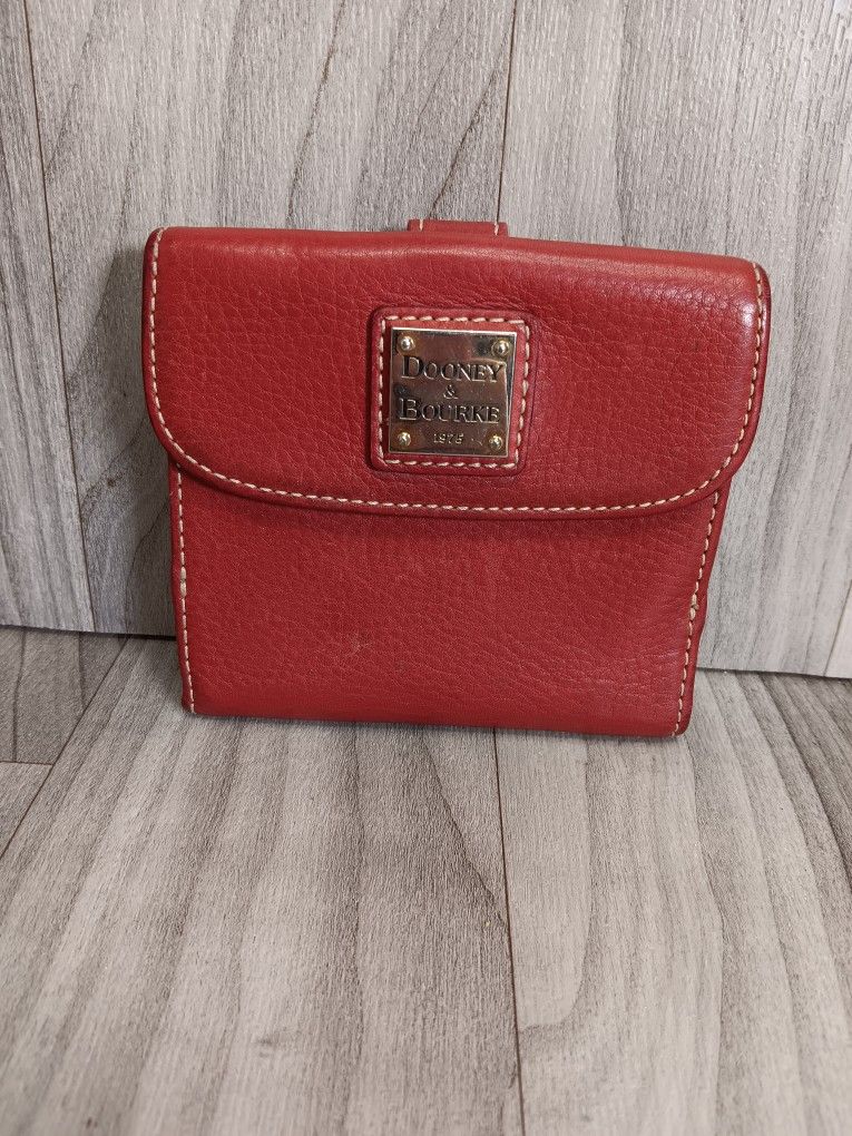 Dooney & Bourke Red Leather Wallet Vintage Pre-owned Read Description