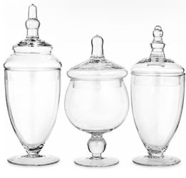 Small Apothecary Jars with Lids Set of 3