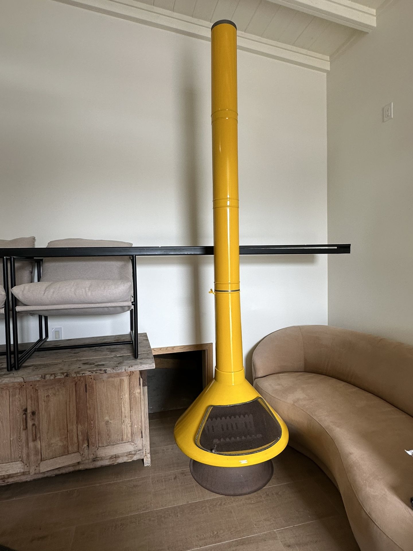 Vintage Mid Century Modern Yellow Fireplace