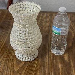 vase white handmade white beaded for flowers or decorations 