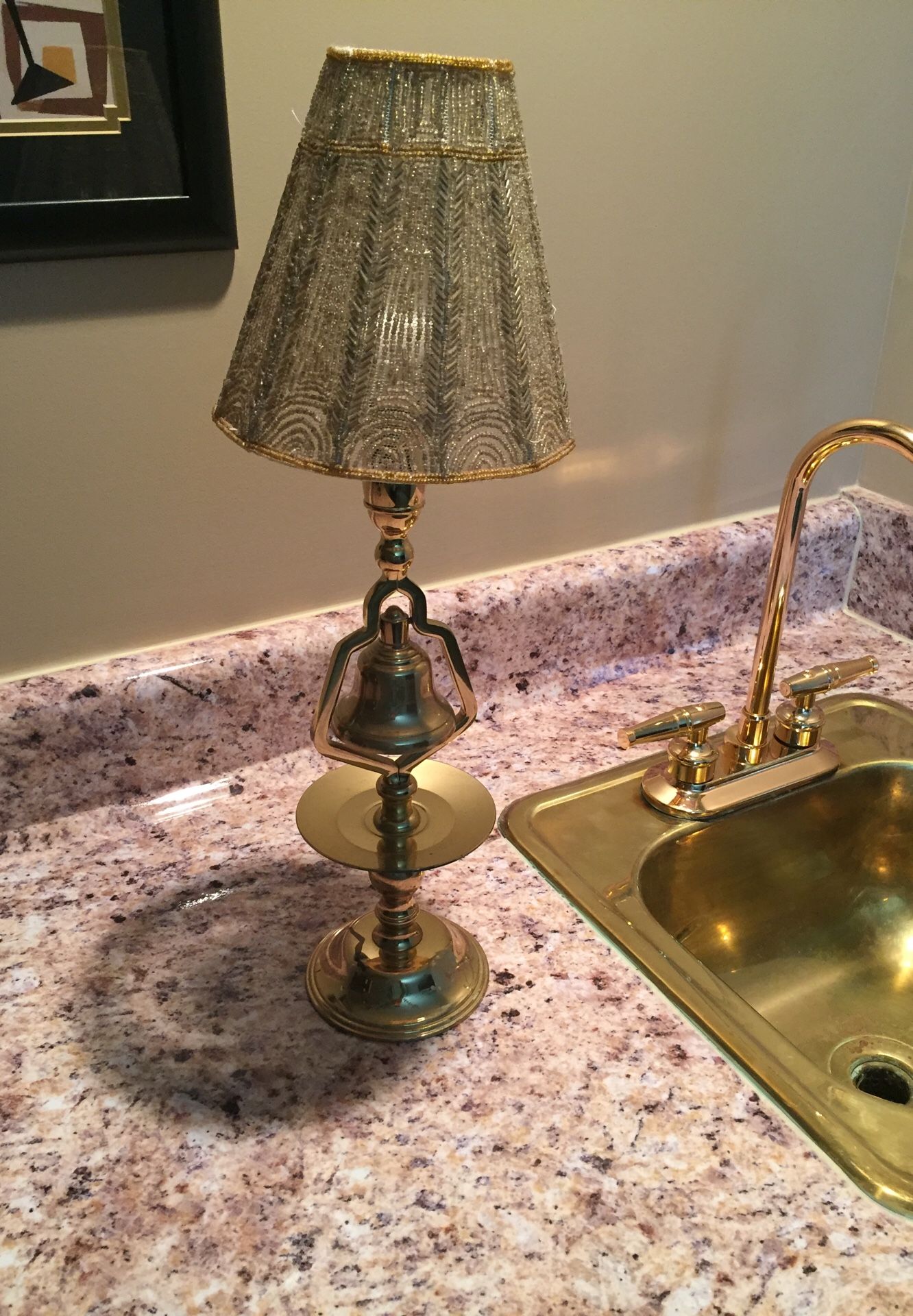 Beautiful Solid Brass Bell Candle Lamp