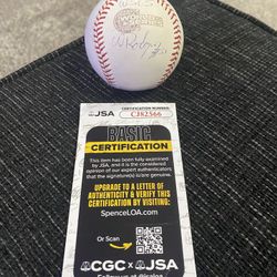 Wandy Rodriguez Signed Official 2005 World Series Baseball JSA COA