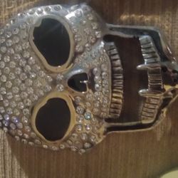 Blinged Out Skull Belt Buckle