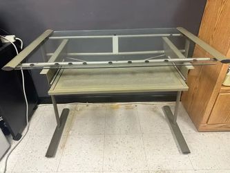 Glass top computer desk