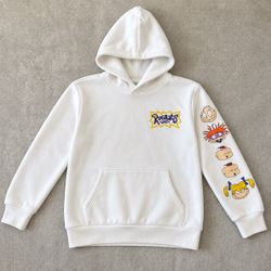 Nickelodeon Rugrats Kids Youth L 10/12 White Pullover Hoodie Cartoon NEW
