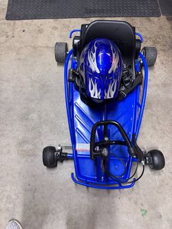 Blue Electric Go-Kart with Helmet