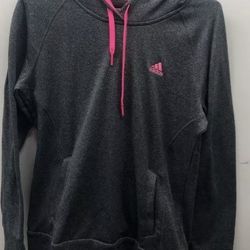 Adidas Gray & Pink Climawarm Ultimate Hoodie Sweater Size M Excellent Condition 