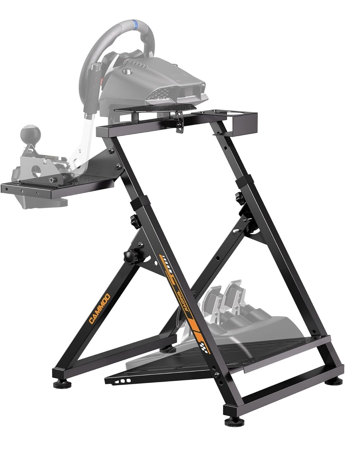 High Compatible Racing Wheel Stand Fits Handbrake, 29 Holes Wheel Panel & 26 Holes Shifter Panel, Foldable Sim Steering Racing Stand, Widely Height Ad