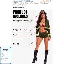 Firefighter Costume Women - Size Large.