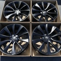 19” Oem Tesla Model 3 Factory Wheels 19 Inch Satin Black Rims Tesla 3 New