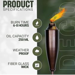 Garden Torches for Outside -Deco Home Pack of 3 Metal Garden Torches Citronella Oil for Outdoor Ambiance - Decorative and Functional Citronella Torche