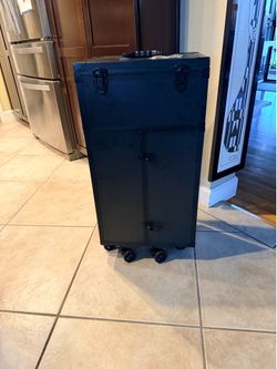 Floor Standing Rolling Makeup Case Cosmetic Trolley Makeup Storage Organizer Box 31”