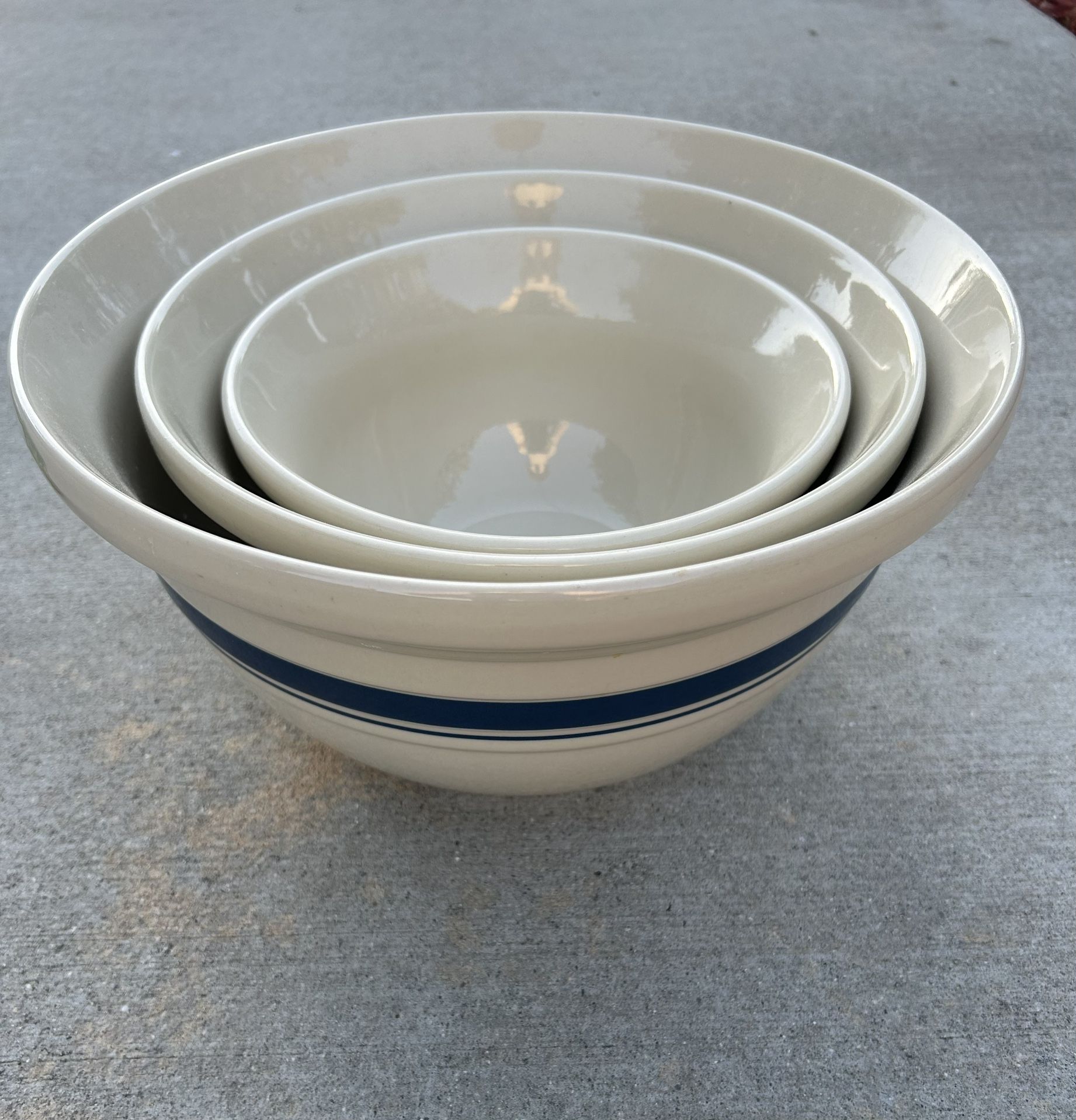 Stoneware Nesting Bowles Roseville Ohio Kitchen Pottery 8” W 10”  W 12”  W Sizes Dishwasher Microwave and Oven Safe