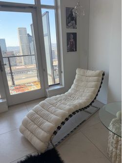 Beige love seat chaise lounge chair