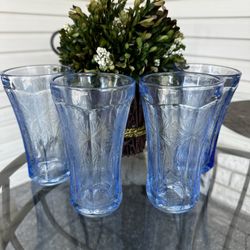 Indiana Glass Recollection Blue 14 oz Flat Tumbler Set of 4 USA Discontinued 1(contact info removed)