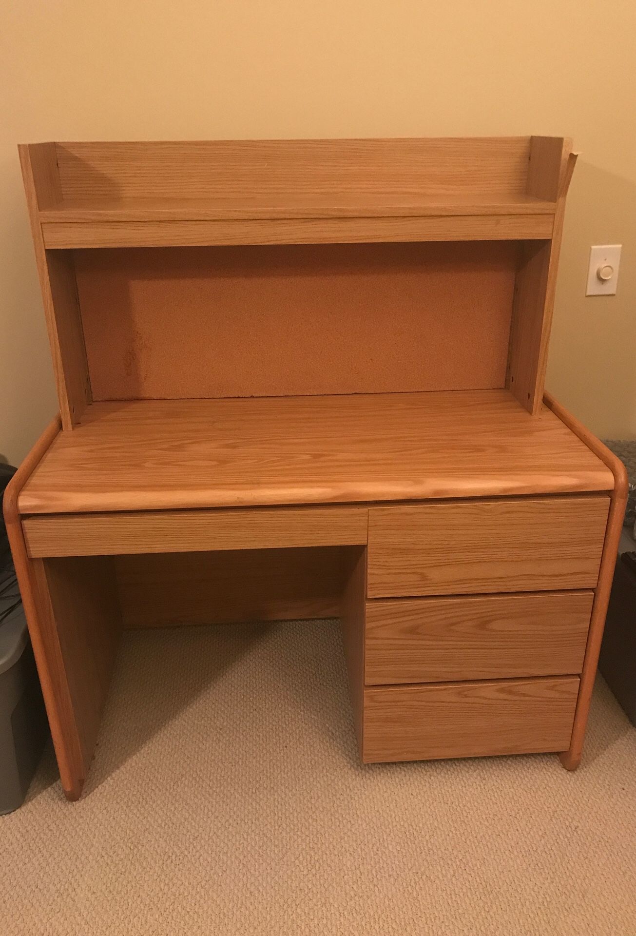 Wooden desk with hutch