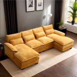 Yellow Chenille U-shaped Sectional Sofa - 4 colors available