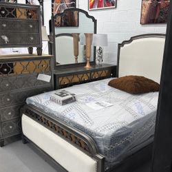 5Pc Queen size Ash Gray Bedroom Set