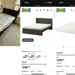 Ikea Full Size Bed Frame & Mattress 