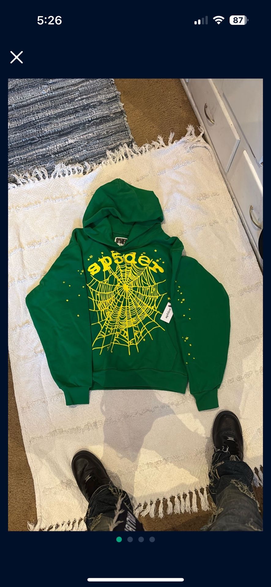 Green And Yellow Sp5der Hoodie