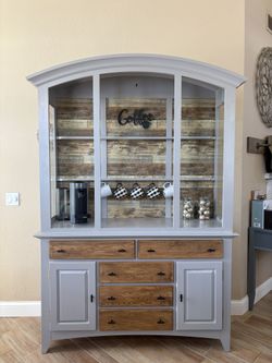 Wood Coffee Bar Hutch
