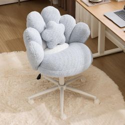 Lovely Petal Vanity Desk Chair with Star Pillow, Height Adjustable Armless Swivel Chair