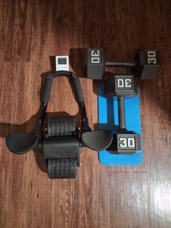 30 lb Dumbbells and Ab Wheel Set