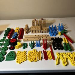 Huge Lot of Brio Builder Construction Set - Wood and Plastic and tools