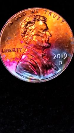 Beautiful 2019 D Rainbow Tone  Lincoln One Cent Coin