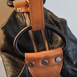 VALENTINA Convertible Backpack Hand Bag Black & Brown Real Leather MADE IN ITALY